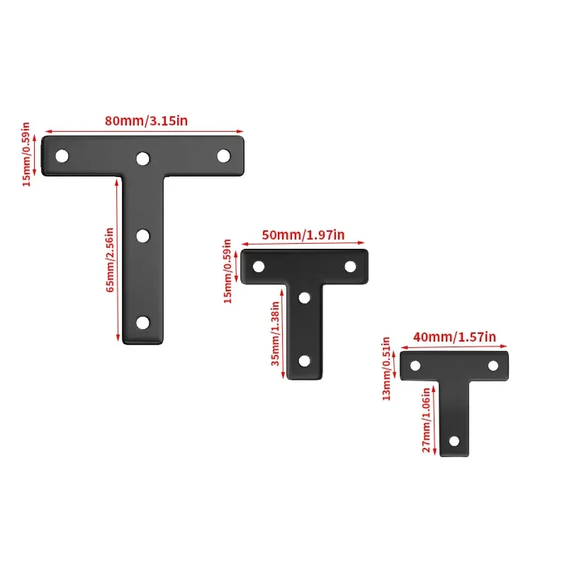 12 pièces support code d'angle en forme de T code d'angle de réparation de meubles à angle droit de 90 degrés noir, pour table, chaise, étagère