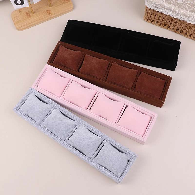 4 Grids Jewelry Pillow Watches Bracelet Showcase Watch Case Holder Organizer Tray Bracelet Tray Jewelry Display Props