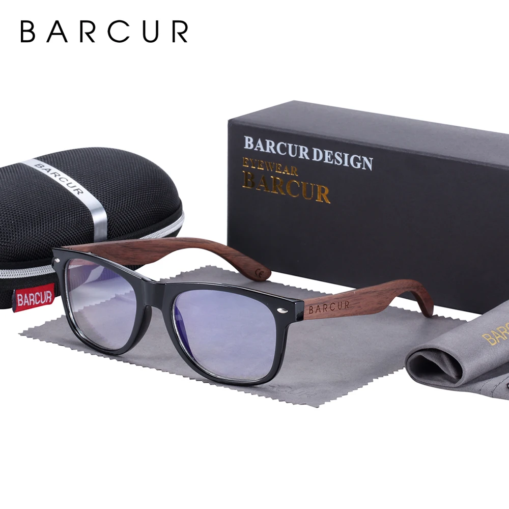 Barcur schwarz Walnuss Sonnenbrille Holz polarisierte Sonnenbrille Männer Brille Männer UV400 Schutz Brillen Holz Original Box