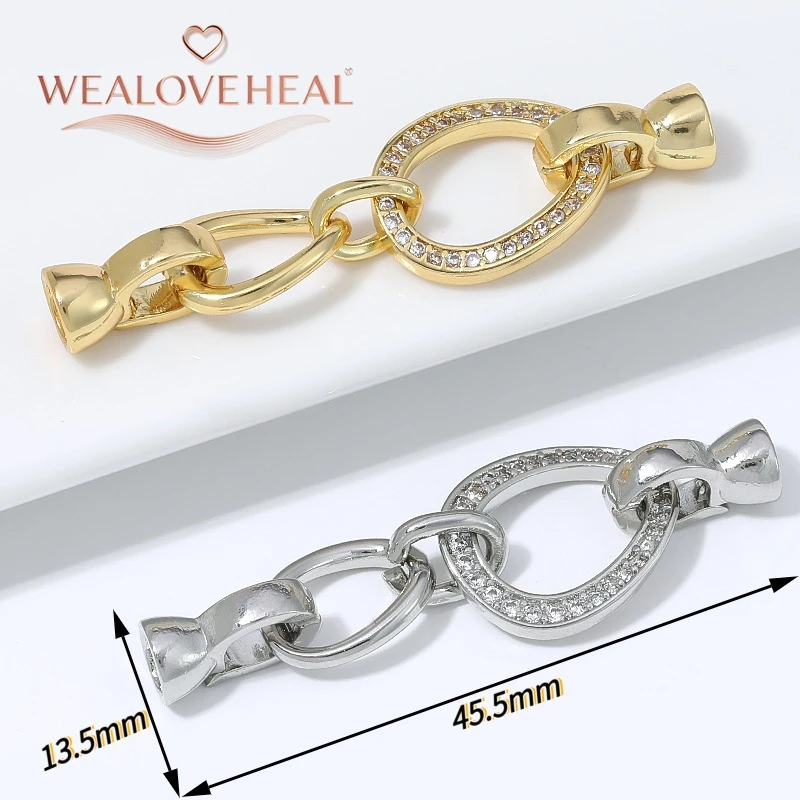 18K vergoldeter Messing-Doppelring mit Perlenverschluss, mikrobesetzter CZ-Oval-Verbindungsstück mit Schalenenden für DIY-Schmuckherstellung – Detail 16