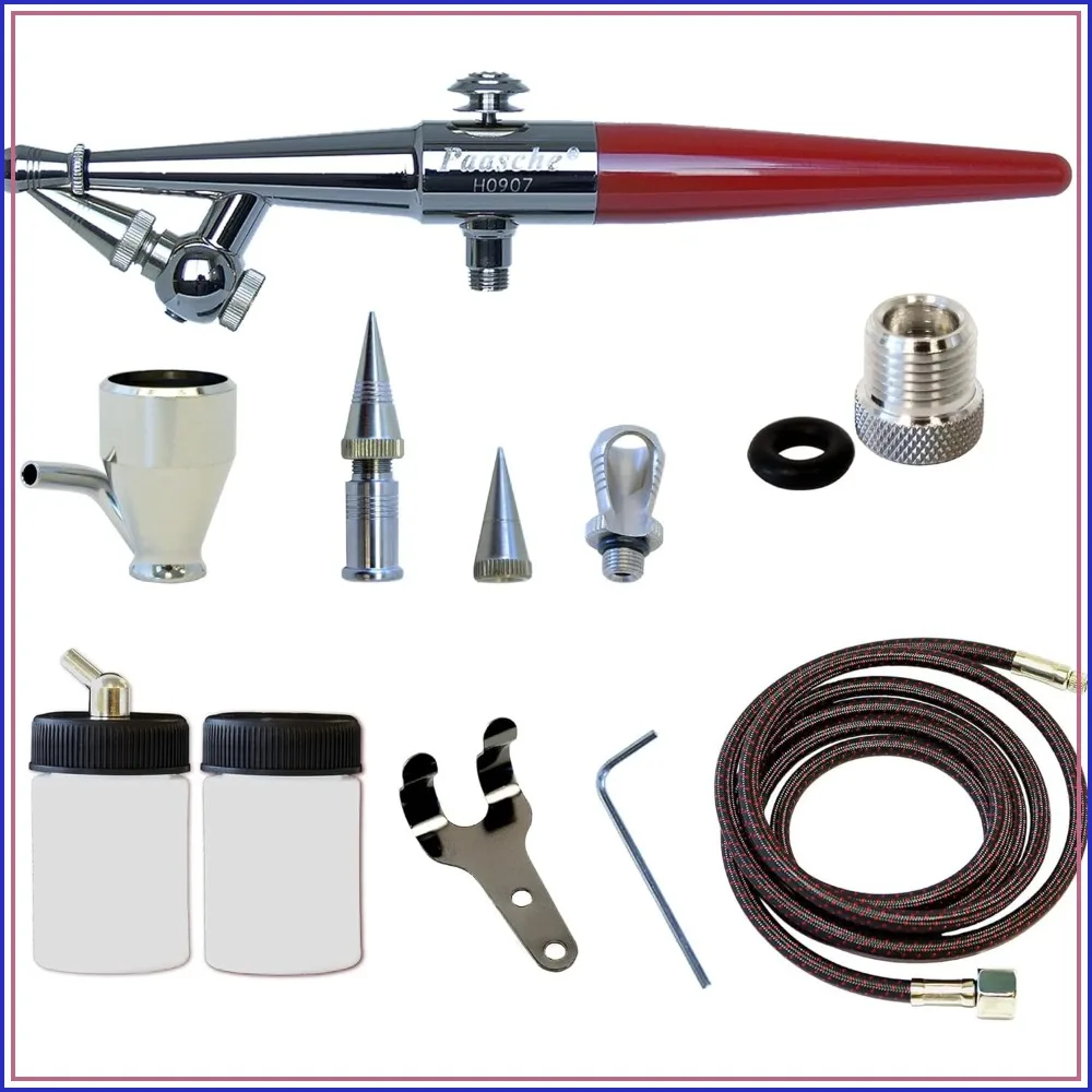 

Single Action Siphon Feed Airbrush Set, 3 Nozzle Sizes, 1/16 to 1-1/2 Inch Spray, Beginner Friendly