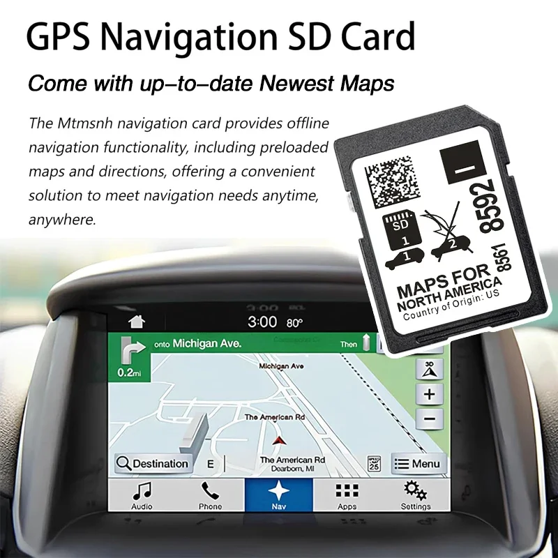 بطاقة الملاحة SD خرائط أمريكا الشمالية 8561-8592 شحن مجاني أحدث Sat Nav لسيارة بويك كاديلاك شيفروليه جي إم سي 2023