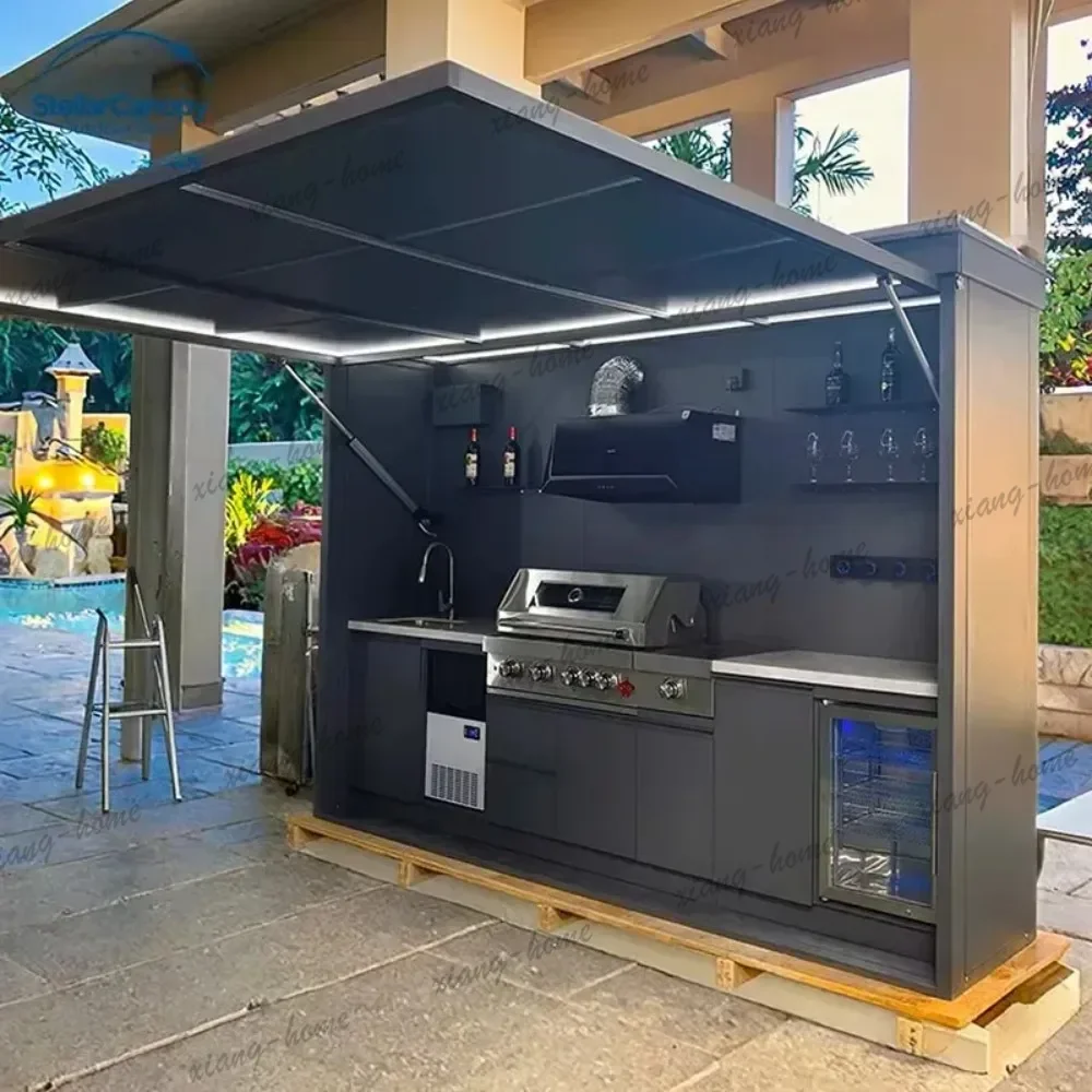 PG Customized Modular Outdoor Kitchen Island Premium Modular 304 Stainless Steel Outdoor Kitchen Cabinets Anti-Rust Cabinets