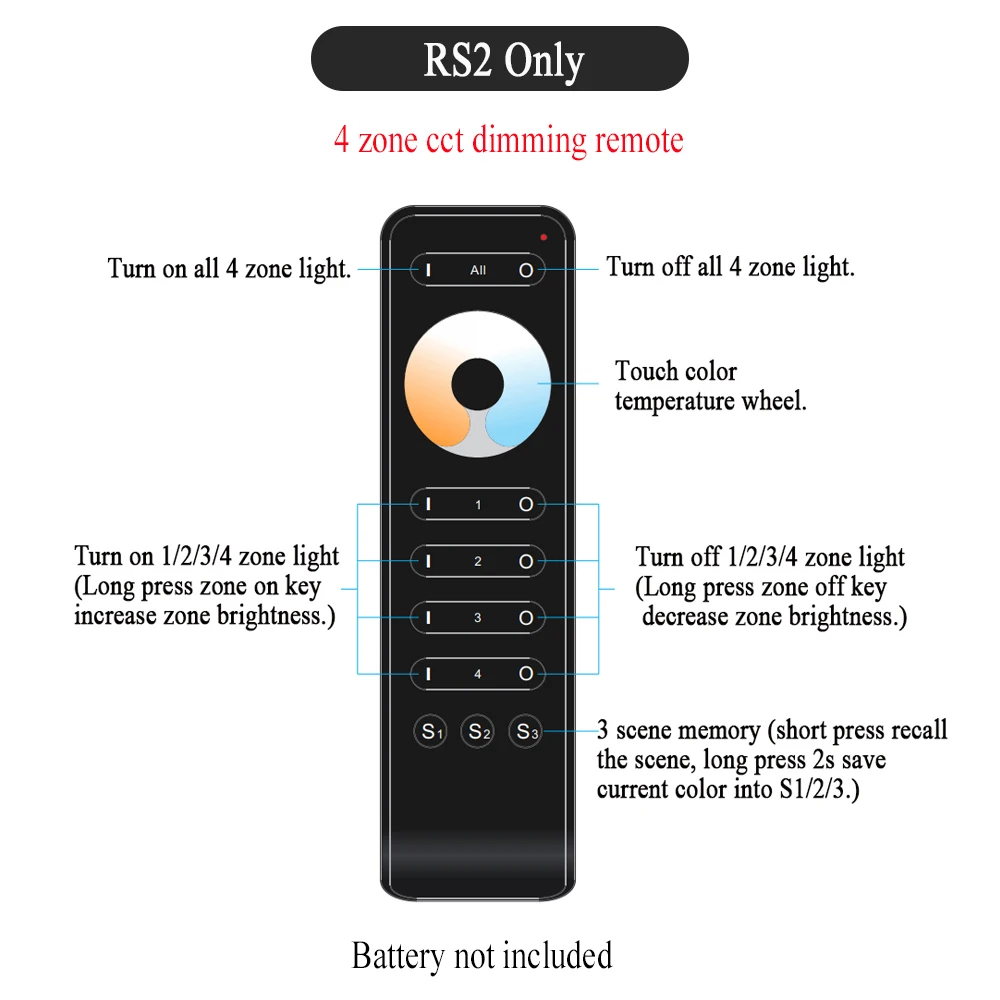 CENFAYA Bluetooth & RF 2CH LED Controller DC12V 24V Smart Dimmer Match mit RF 2,4G Fernbedienung für WW CW NW CCT LED Streifen 10