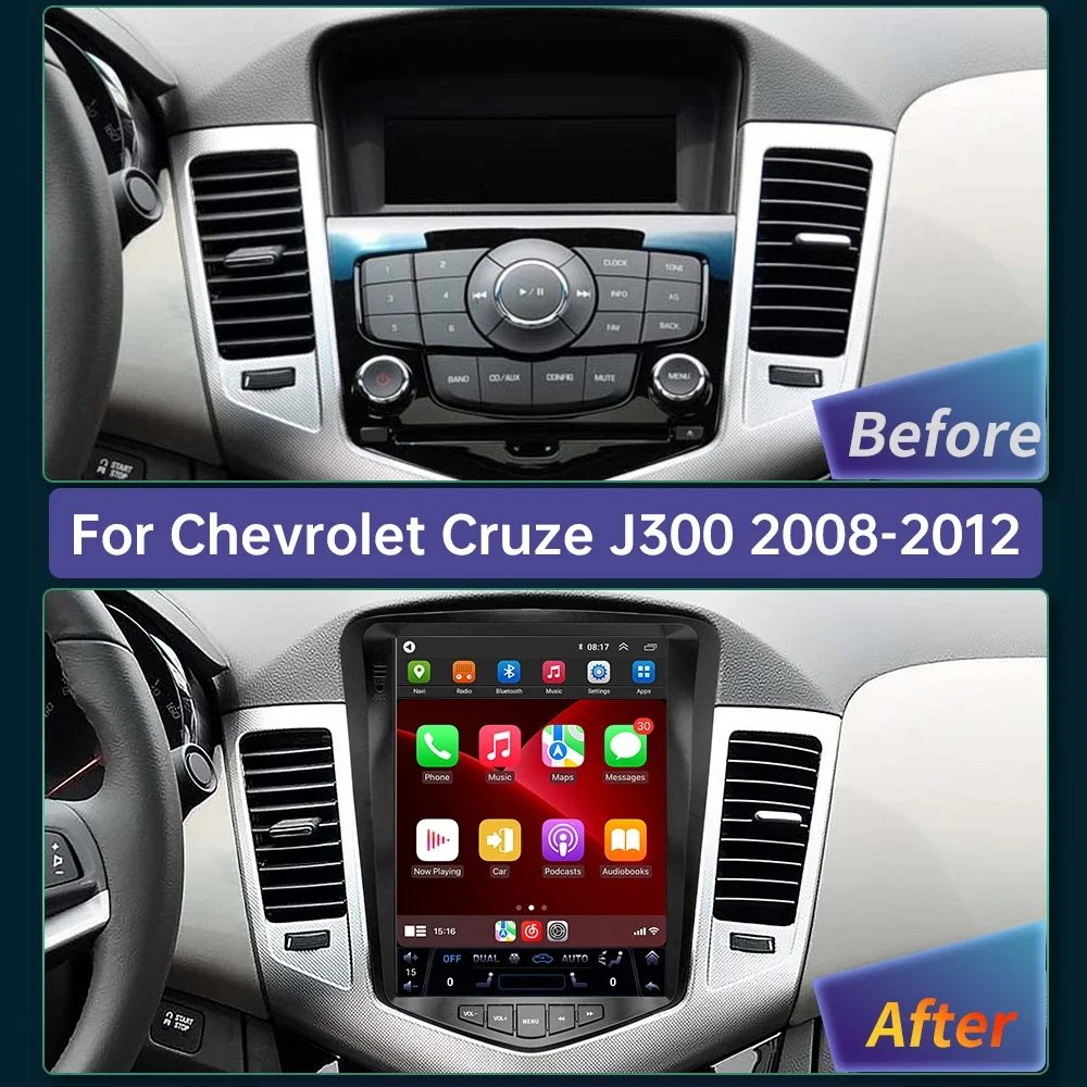 new 8 core Android 13 Carplay Car Radio For Chevrolet Cruze 2008-2012 360 panoramic front rear image reversing radar