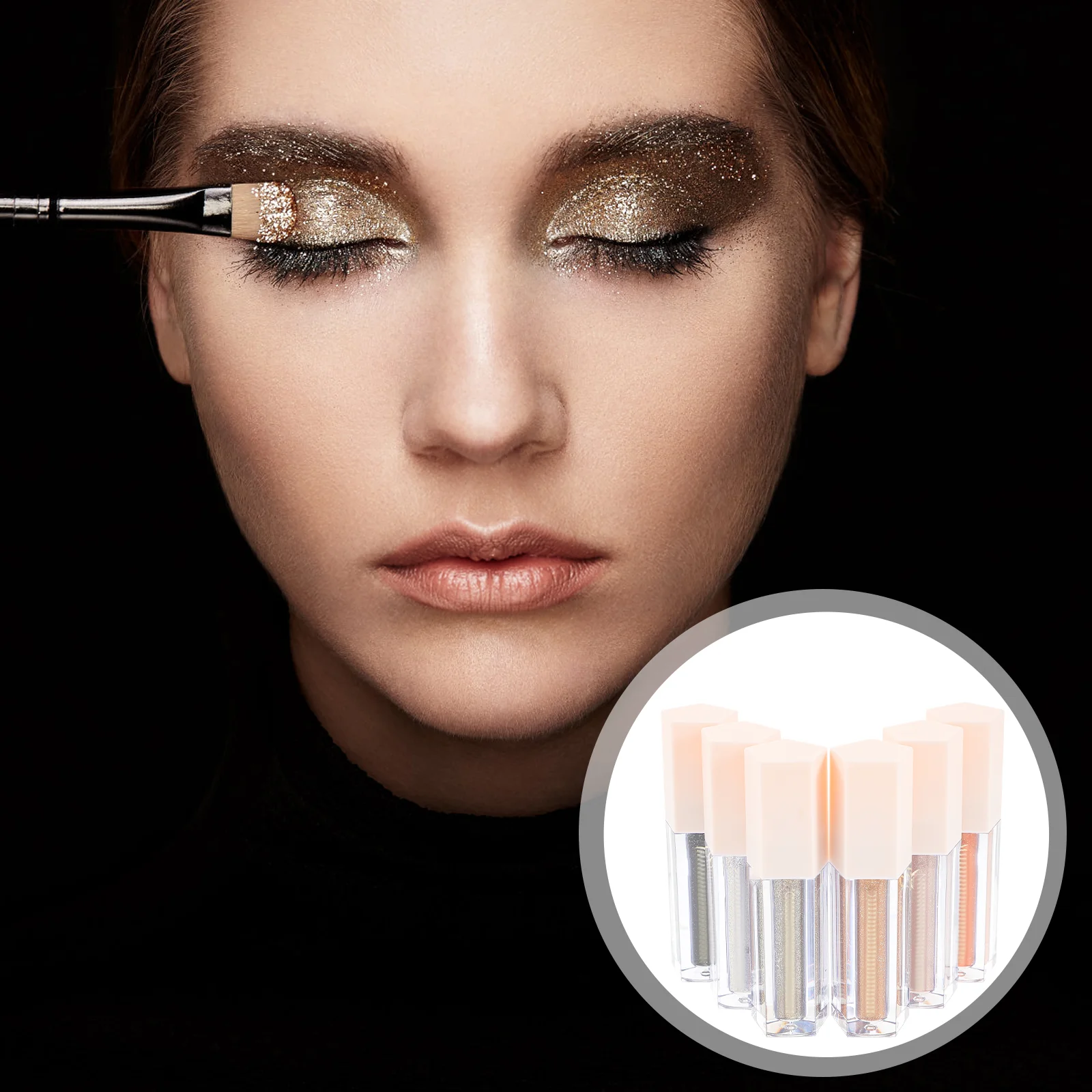 

6 Pcs Eye Shadow Set Silk Eyeshadow Highlighter Makeup Iridescent Liquid Glitter Pressed Compact