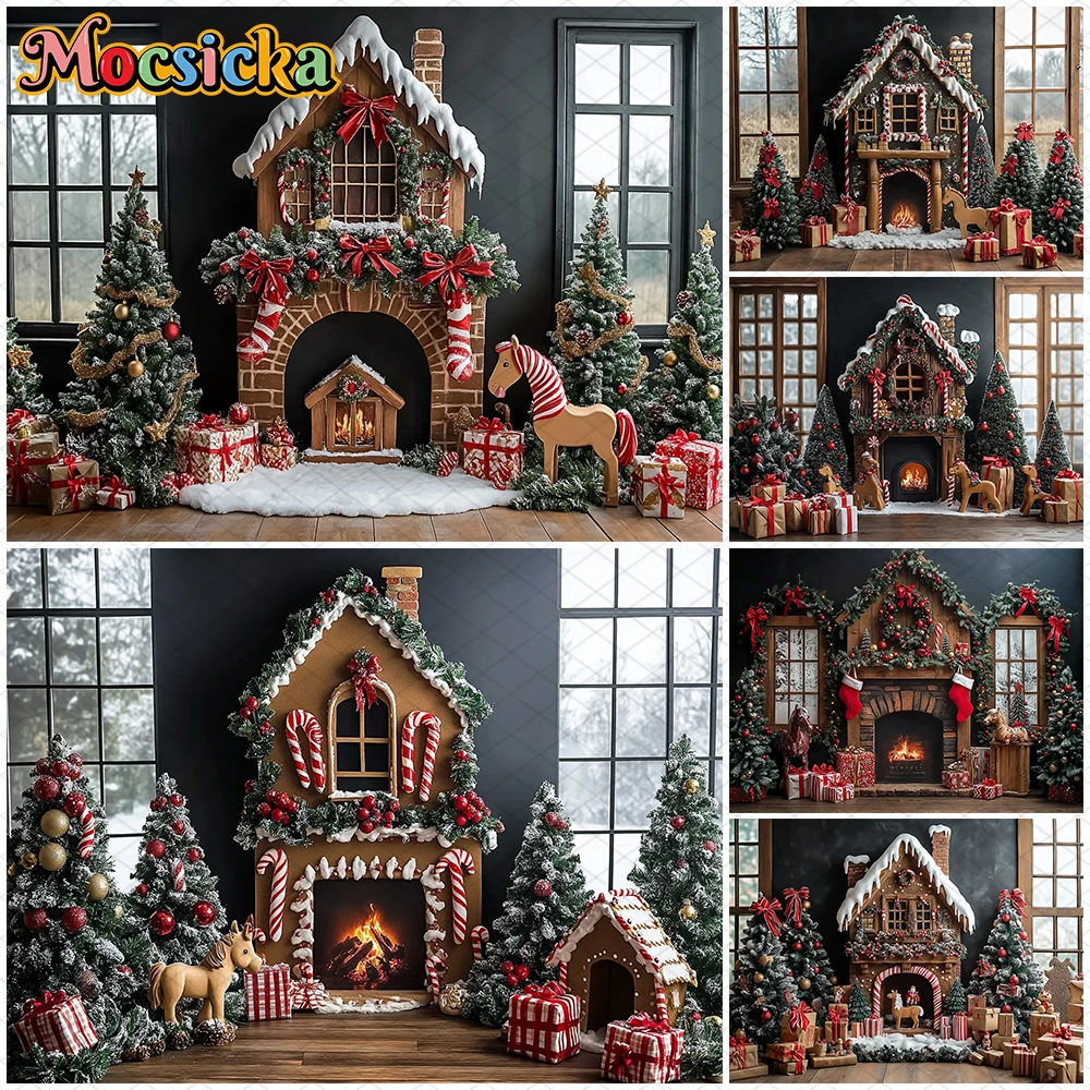 

Mocsicka Christmas Backdrop Photography Winter Xmas Tree Home Decoration Kid Family Holiday Party Photo Background Studio Banner