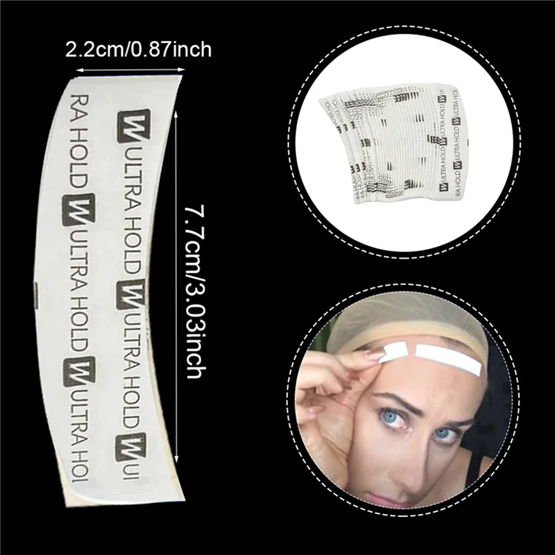 

B02C-144Pcs/Lot Ultra Hold Wig Double Sided Tape Strong Adhesive Hair System Extension Strips For Toupees/Lace Front Wig Film