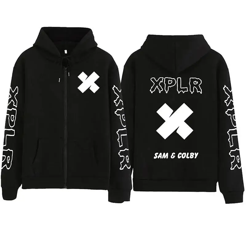 Xplr Sam And Colby Harajuku Long Sleeve Hoodie Chainlink Merch Heart Shaped Hooded Jacket Men And Women Loose Classic Simple