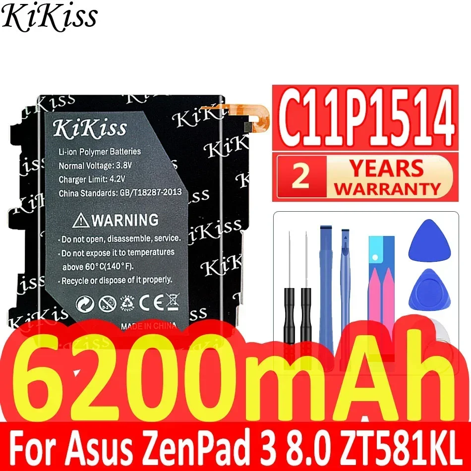 6200mAh kikiss High Quality C11P1514 Battery For ASUS ZenPad 3 8.0 ZT581KL