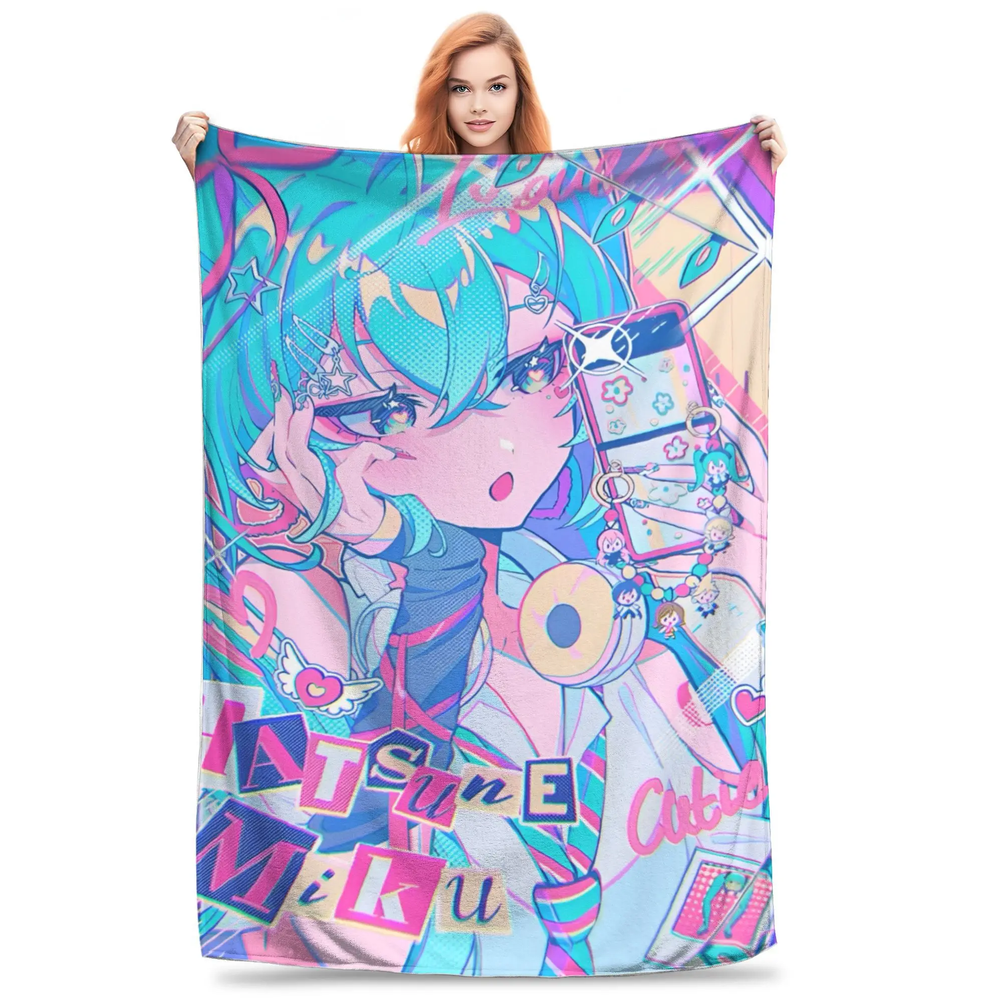 

Hatsune Miku singer music anime Blanket Super Soft Cozy Throw Blankets for Couch 50x60 Inch Multiple Sizes Bedspreads