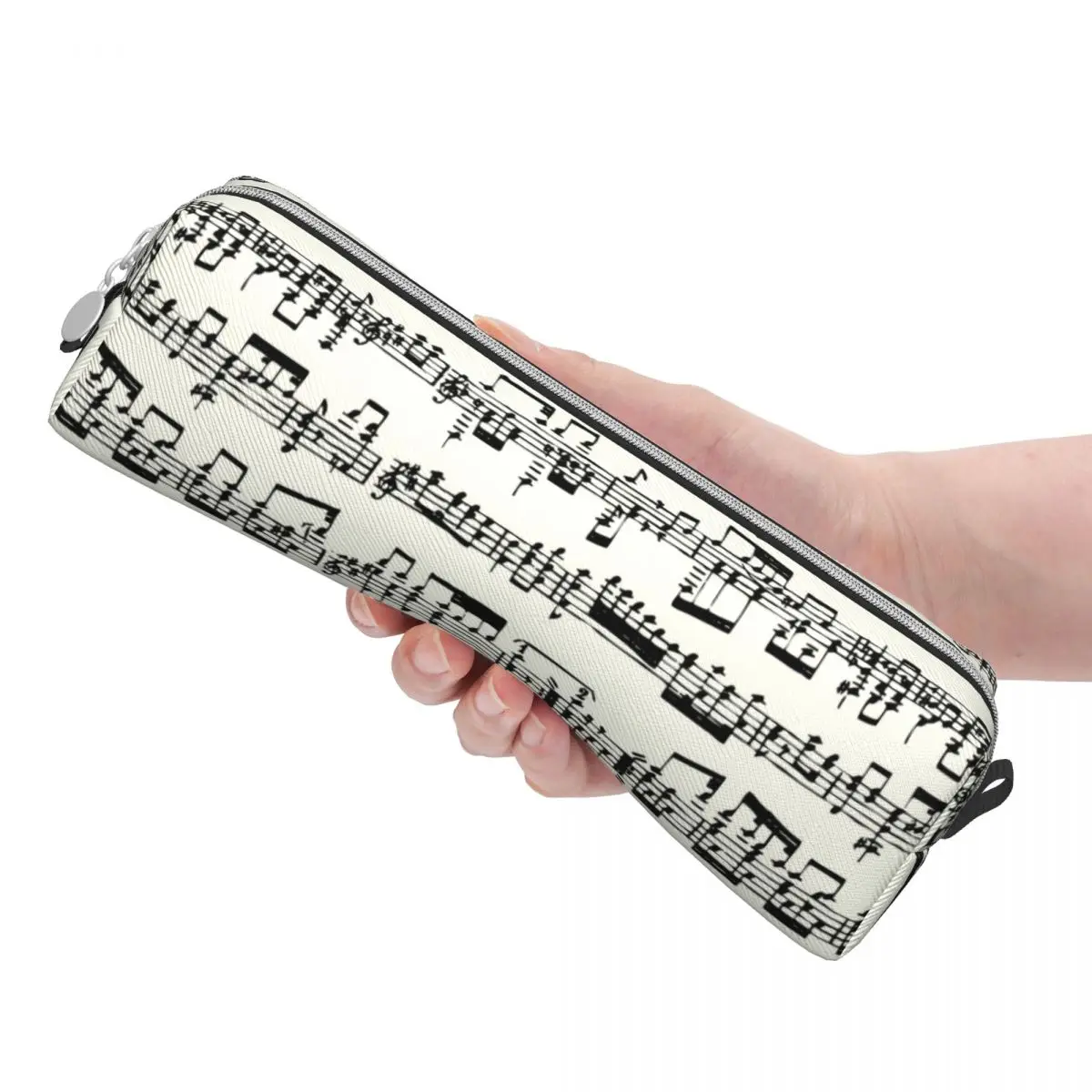 Sheet Music On Ivory Pencil Case Lovely Musical Notes Pen Box Bags for Student Large Storage Students School Gifts Pencil Box