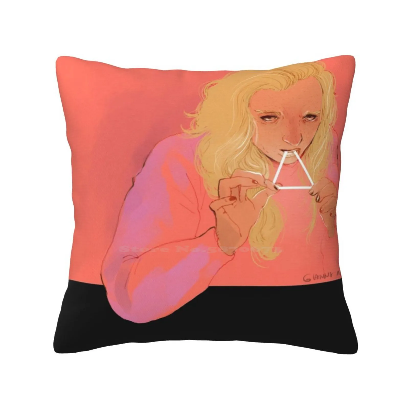 Triangle Eater Home Sofa Car Waist Throw Pillowcase Girl Triangle Surreal Psychedelic