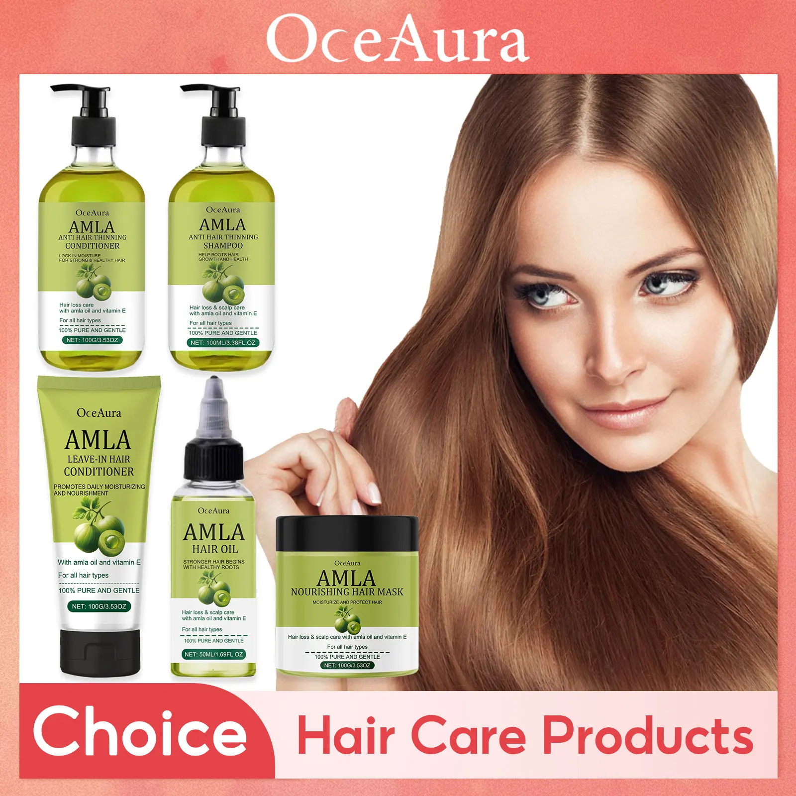 OceAura champú acondicionador para el crecimiento del cabello, Reduce la pérdida, anticaspa, mejora el nutrición del cabello seco y dañado, aceite de ricino para el cabello denso