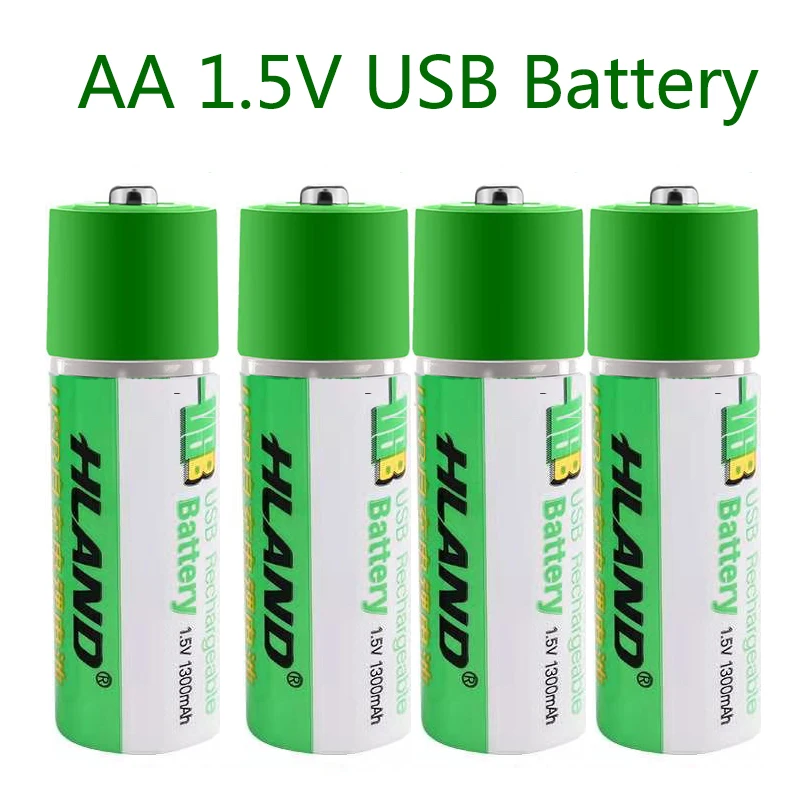 Large capacity 1.5V AA 1300mAh USB rechargeable lithium ion battery for remote control wireless mouse