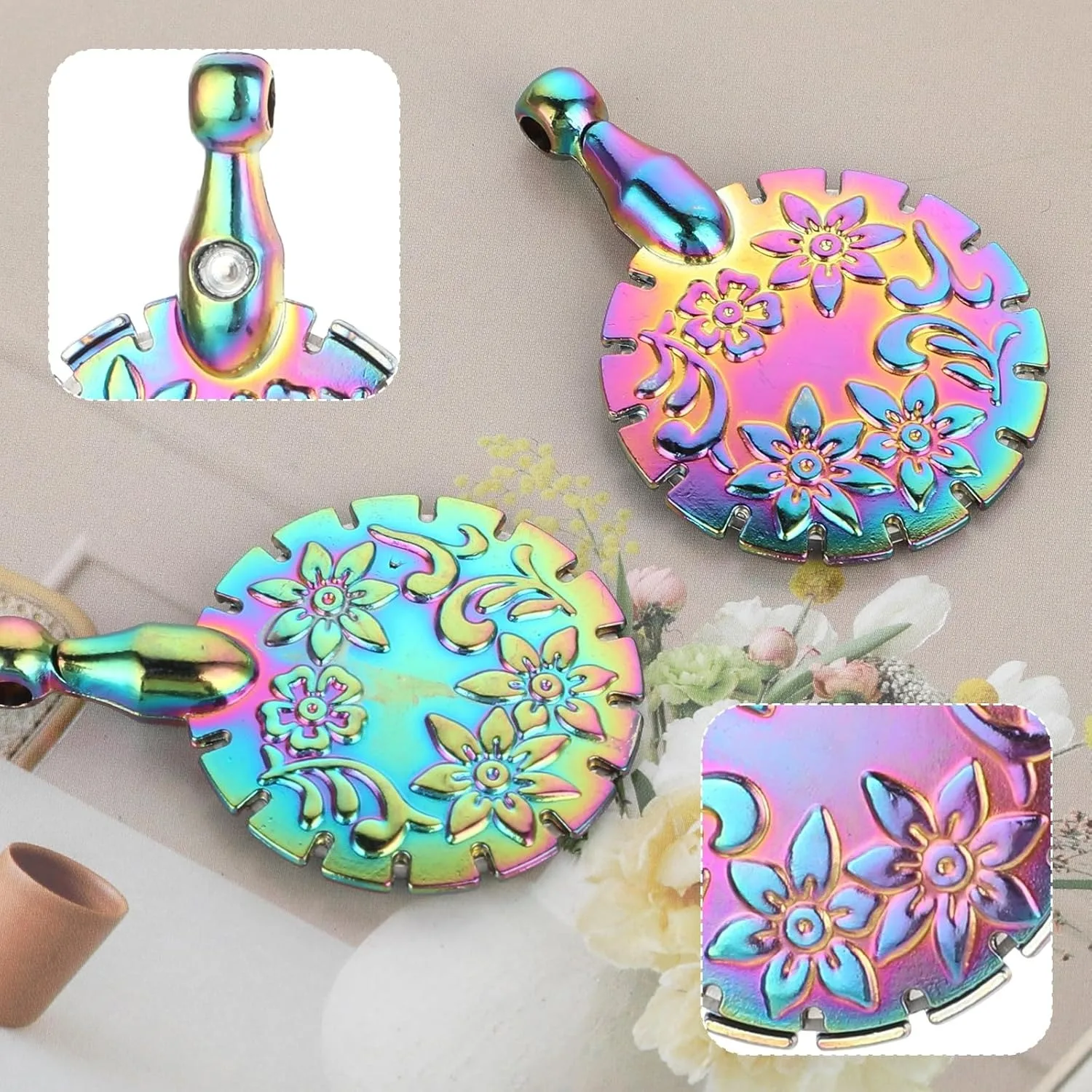 Cross Stitch Antique Thread Cutter Yarn Cutter Pendant Round Shape Cutter Retro Thread Breaker Slice for DIY Sewing Tools