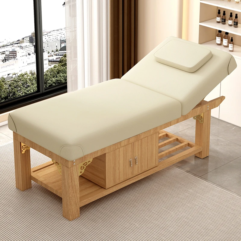 Cama de massagem rústica minimalista, armazenamento de ajuste, cama de cílios clássica moderna com recorte de peito, móveis de salão adulto camilla masaje
