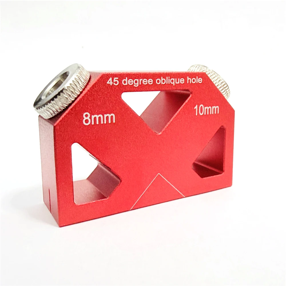 

45° Angle Drill Guide Jig Aluminum Alloy Dowel Jig 45° Oblique Hole Drilling Positioner 8mm 10mm Pocket Drilling Hole Locator