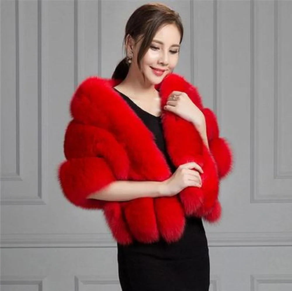 Màu Đen Sang Trọng Cô Dâu Lông Thú Giả Khăn Choàng Cưới Bolero Tùy Chỉnh Áo Cô Dâu Mùa Đông Cape Cưới Tối Bọc Ấm Mũi Áo Khoác Ngoài