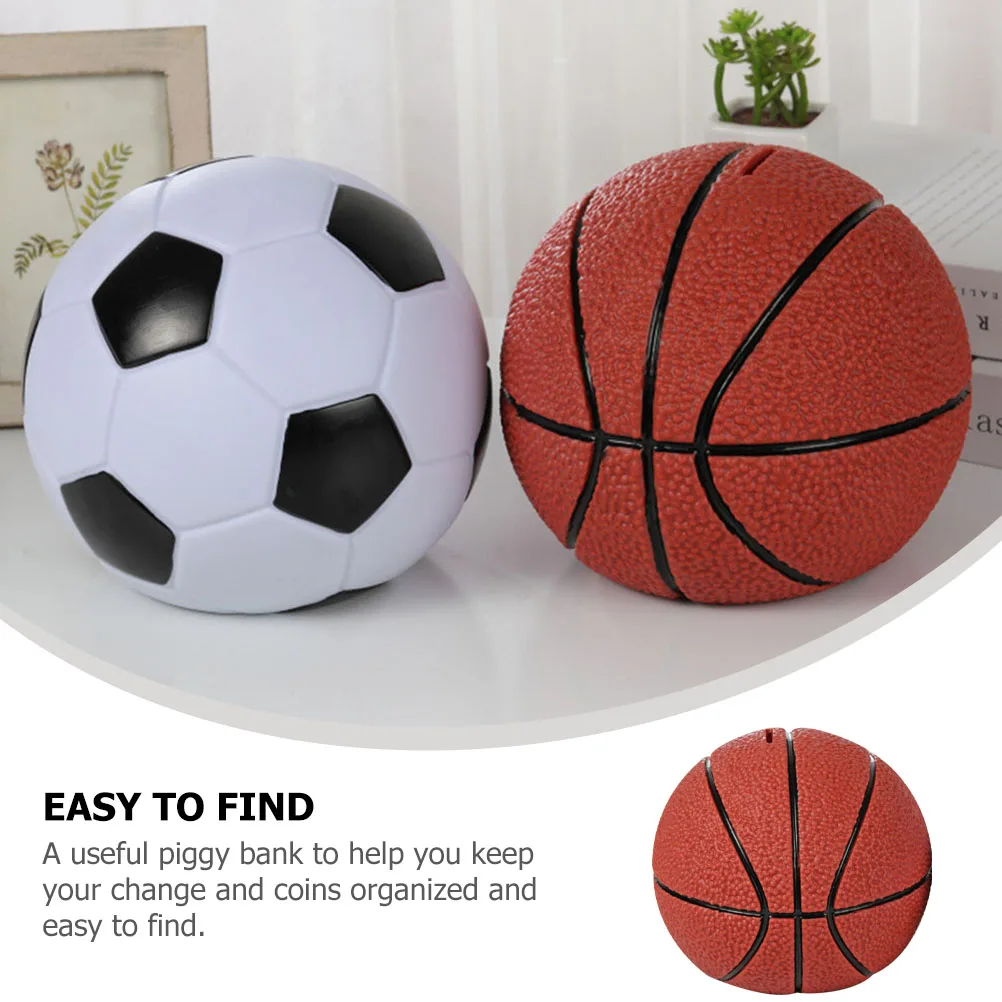 Skarbonka dla dzieci z motywem koszykówki, wytrzymała winylowa skarbonka na monety, dekoracja do pokoju dziecięcego dla chłopców i dziewczynek, organizer na biurko do oszczędzania.