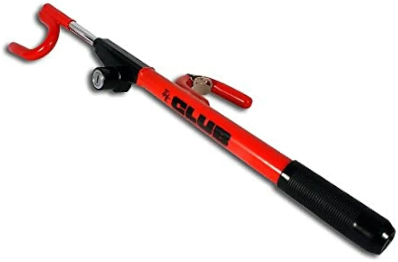 

Universal Steering Wheel Lock with Anti-Theft Steel Hooks, Fits Cars and SUVs, Red