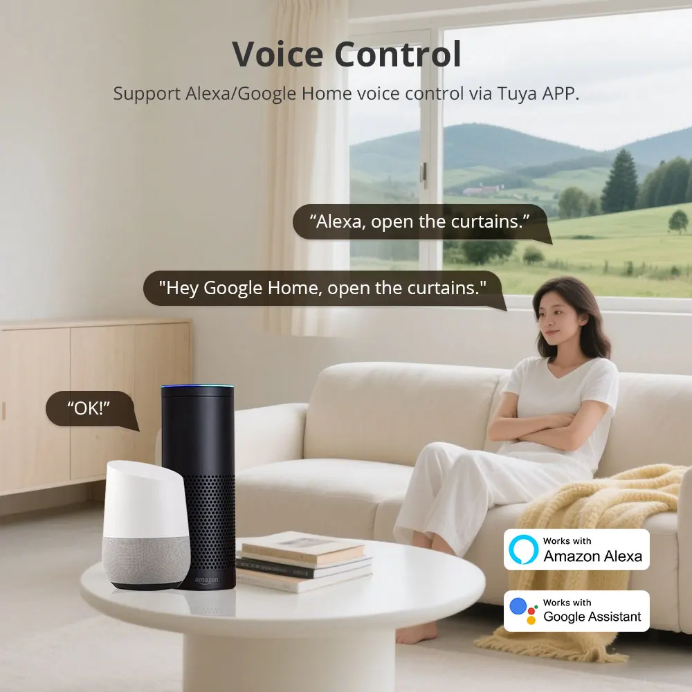 Zemismart Zigbee Smart Electric Curtain Motor Индивидуальные направляющие работают с приложением Tuya SmartThings Alexa Google Home Голосовое управление