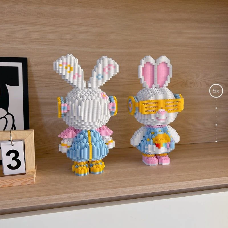 33CM DIY Cute Colorful Rabbit Small Particle Puzzle Building Block Toys Ornaments Mini 3D Model Desktop Decoration Boy Girl Gift