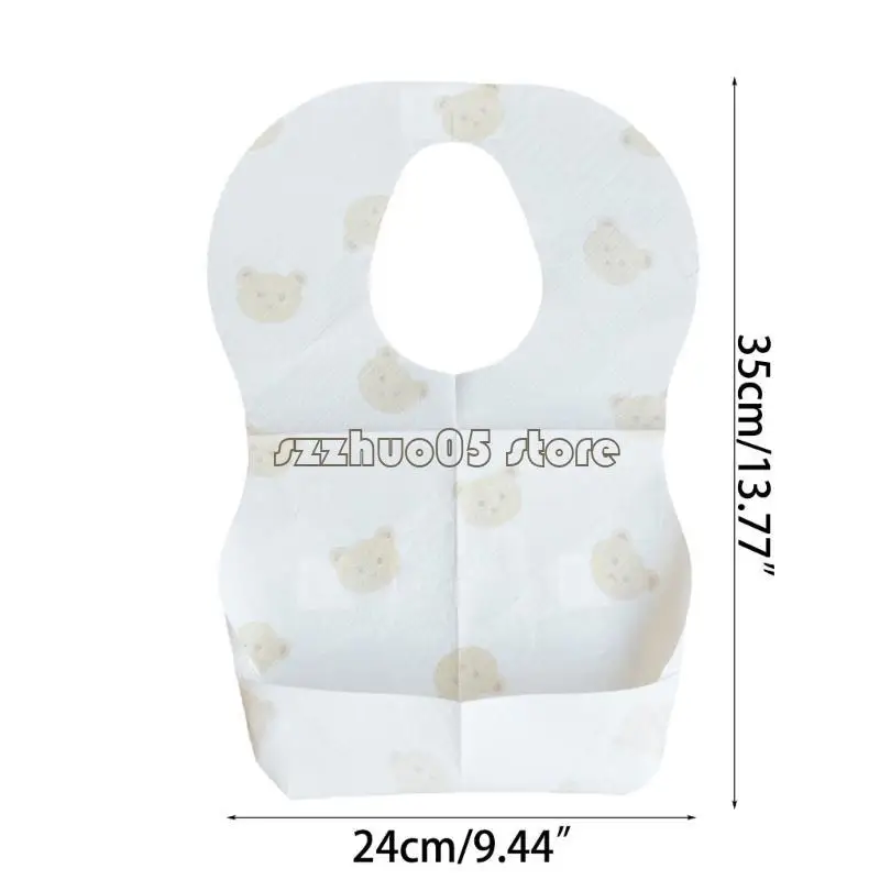 M3GE 50 baberos desechables para bebés 6 meses 2 años babero alimentación oso para niñas toalla babeo no tejida