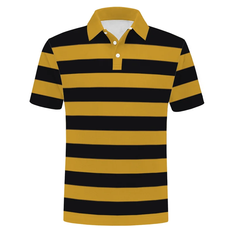 

Men Polo Shirt Simplicity Stripe Print Fashion Comfortable Long Sleeve T-shirt Leisure O-neck Pullover Autumn Loose Tops