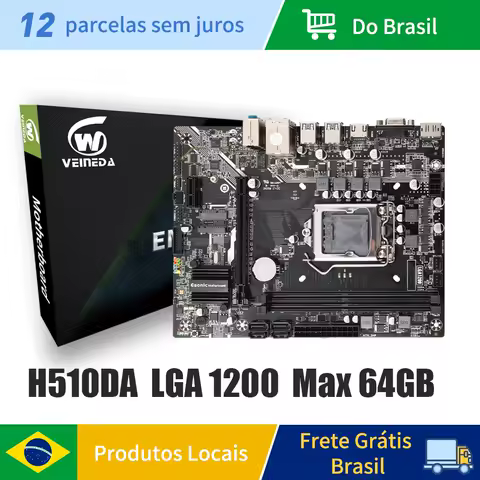 Placa-mãe Veineda H510 DA M-ATX Intel LGA 1200 Suporte 10 11 geração i3 i5 i7 DDR4 2400 2666 2933MHz 64G M.2 NVME