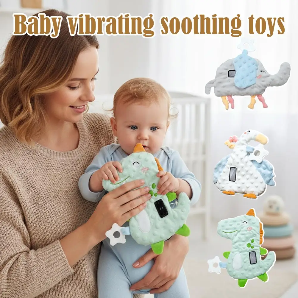 Elektrisch knuffel Ademend babyhoofdsteunkussen Anti-koliekontwerp Veilige stof Vibrerende stemmingsfopspeen voor babyslaapspeelgoed