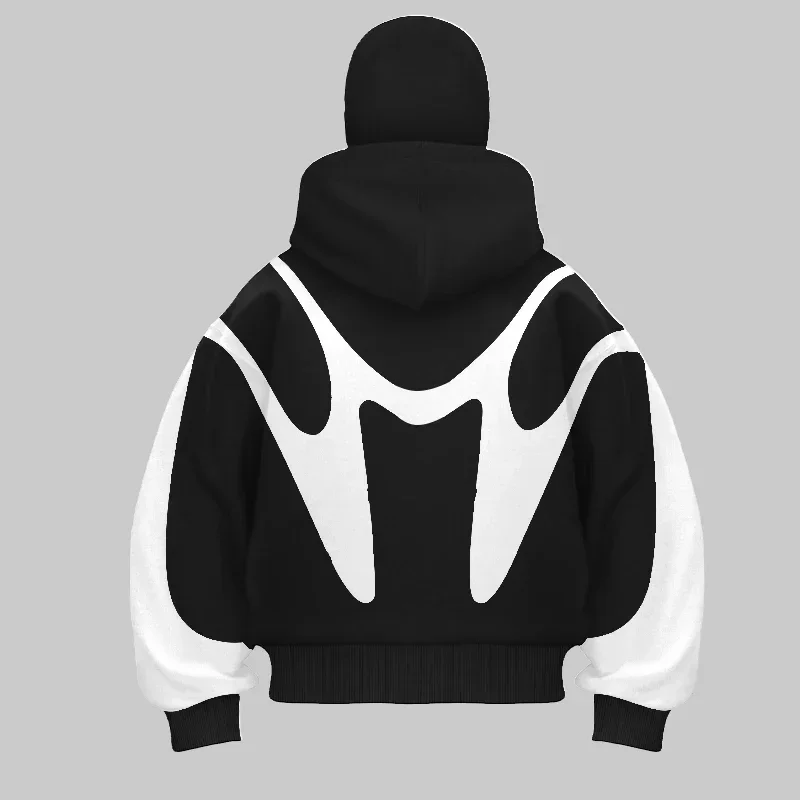 American street style y2k color matching fashion double hood niche unique design zipper windproof handsome sweatshirt jacket