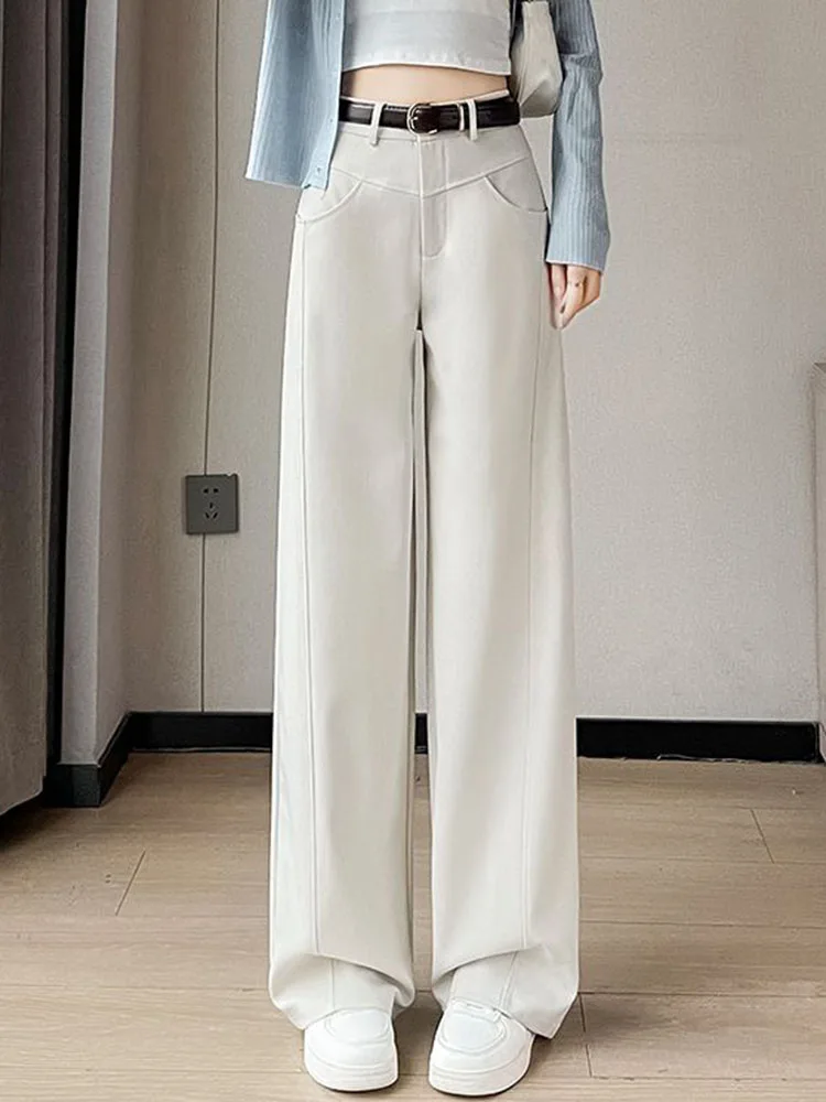 Women Casual Loose Straight Pants Korean Fashion High Waist Wide Leg Pantalones Spring Fall Classic Solid Sweatpants New Calca