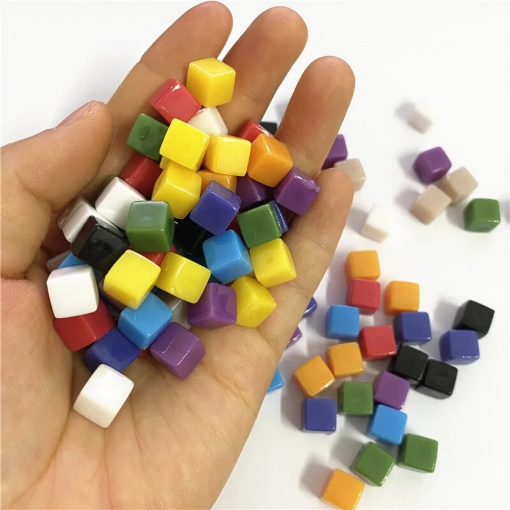 50Pcs/Set 8mm Clear Cube Colorful Crystal Square Corner Transparent Dice Chess Piece Right Angle For Board Game