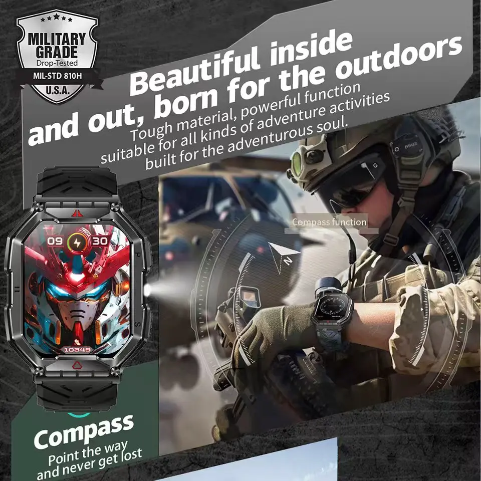 2025 جديد ساعة ذكية للرجال 360*360 HD شاشة تعمل باللمس الرياضة مقاوم للماء Smartwatch مراقبة الصحة بلوتوث دعوة الساعات الذكية