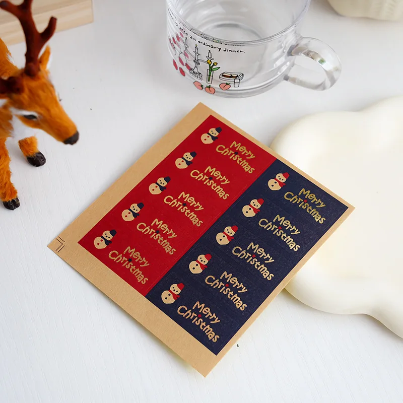 Vintage Kraft Paper Baking Packaging Merry Christmas Hot Stamping Sealing Stickers Gift Stickers Decorative Stickers