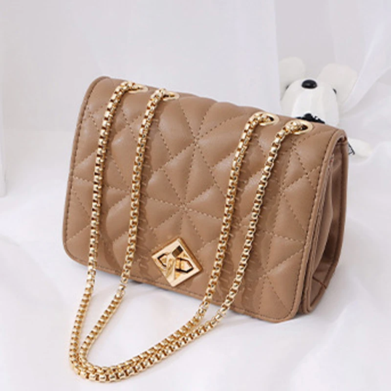 2023   Fashion PU Leather Bags For Women Thick Chain Crossbody Shoulder Handbags