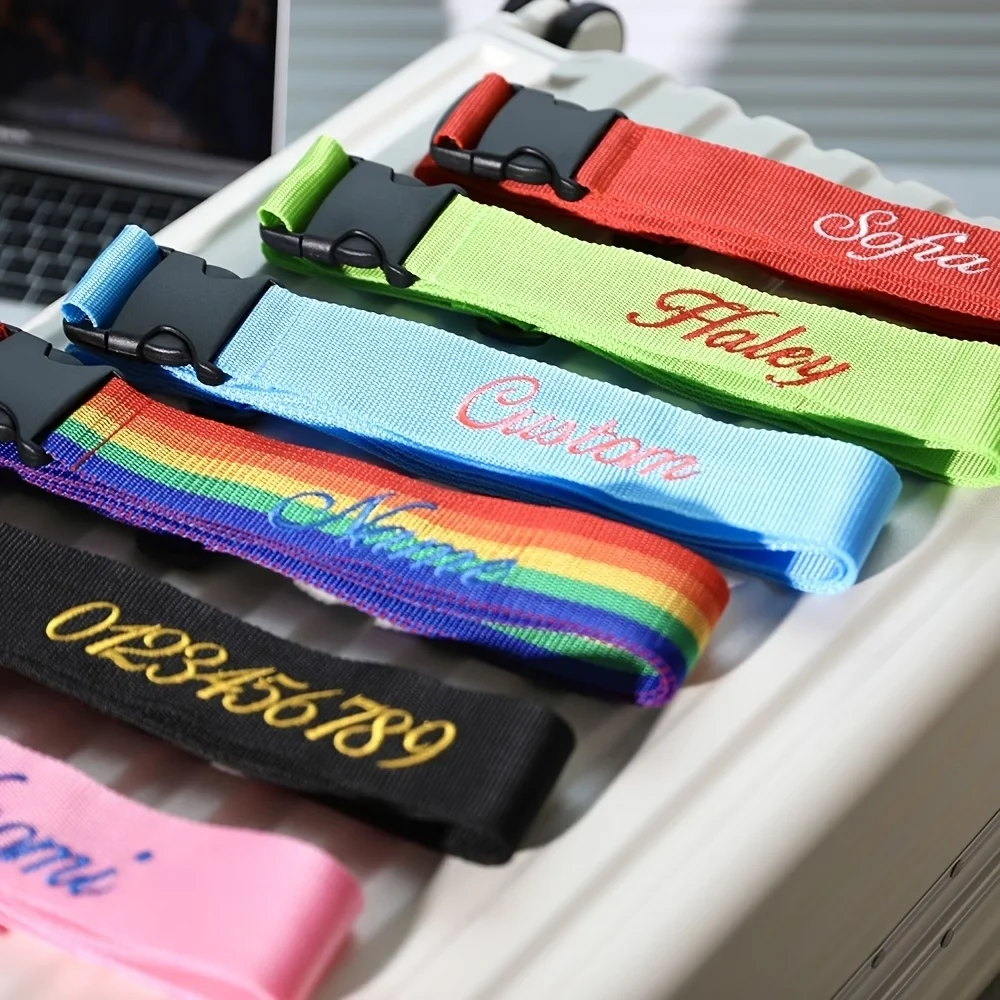 Customized Name Nylon Adjustable Luggage Strap,Minimalist Secure Travel Accessory with Buckle Closure, Practical Gift for Travel