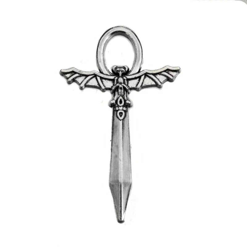 5pcs Gothic Silver Color Sword Bat Charm Pendant DIY Medieval Making Jewelry Accessories Alternative Style Bat Ji Sword Jewelry