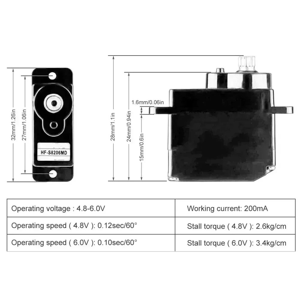 1Pc 4.8V-6V Metal Gear Servo Axial SCX24 Aggiornamento Micro Servo Digital Metal Gear Coreless