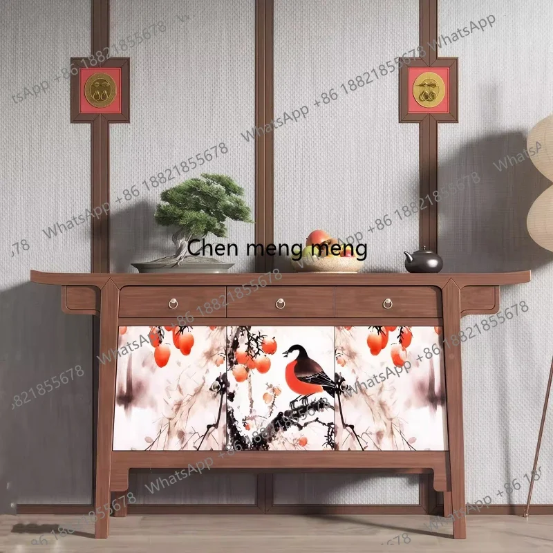 

R Song-style medieval solid wood porch cabinet, walnut living room decorative cabinet, storage against the wall