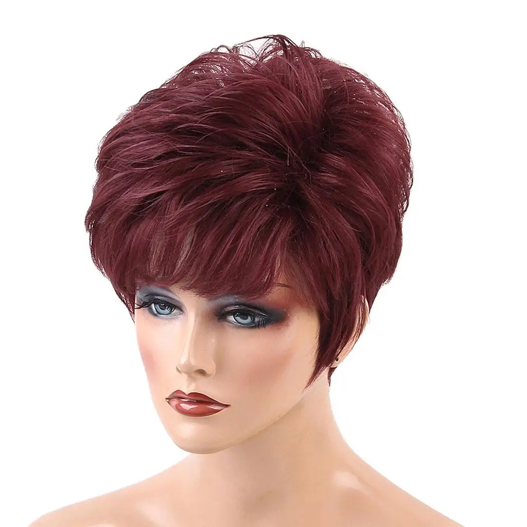 8'' Natural Short Straight Wigs for Women Lady with Hairpieces