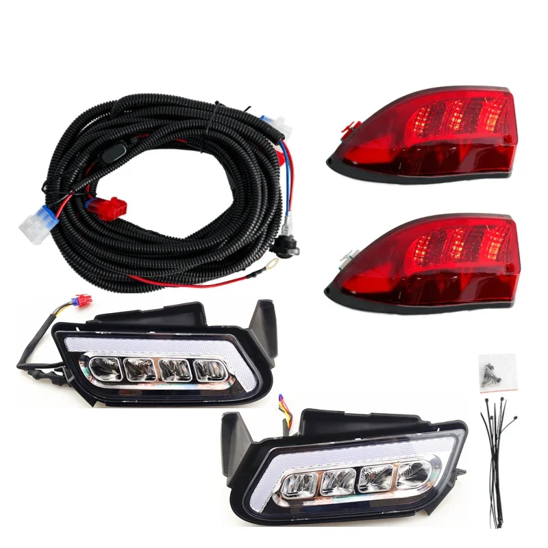 Club Car Tempo Gas and EV Golf Cart LED Headlight & Tail Light Kit for new precedent Electric Models