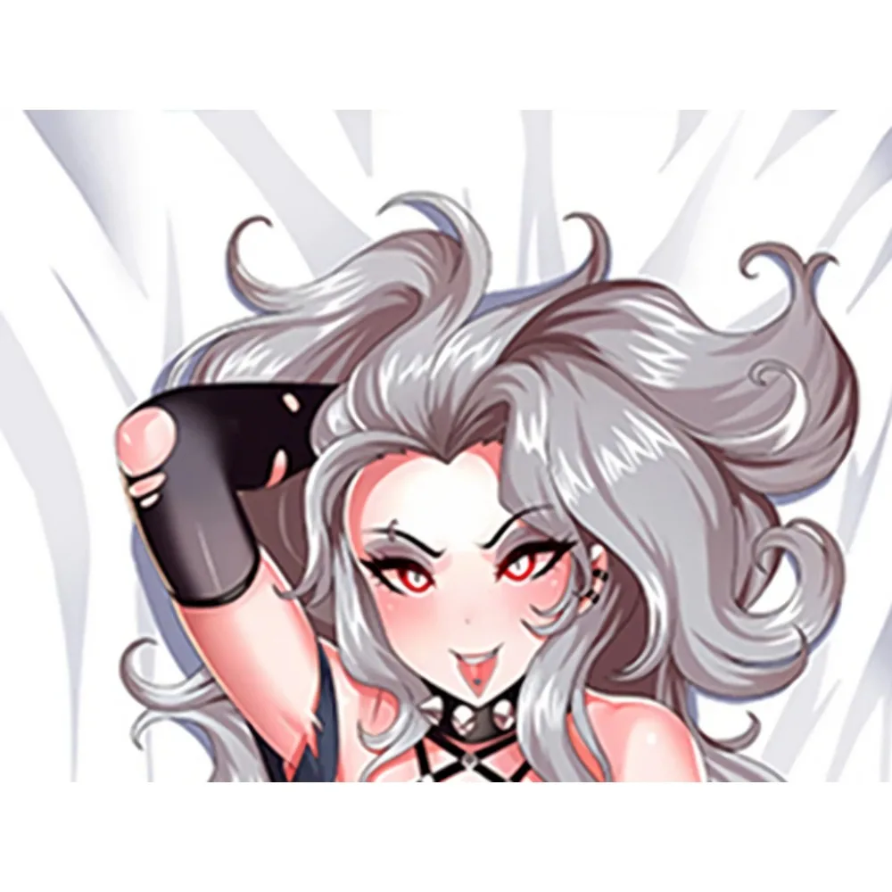 Anime Loona Dakimakura Pillow Cover Silver Grey Hair Red Eyes Black Gloves Dual Style Double Sided Printing