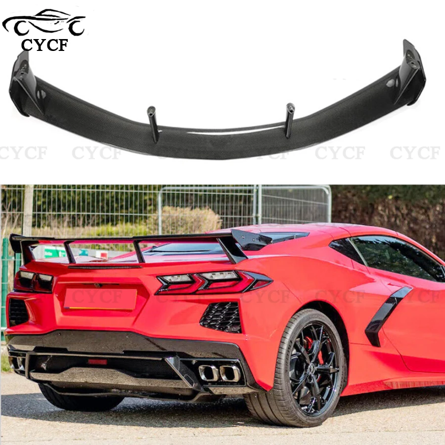 High quality Carbon Fiber Tail fins Rear Wing Lip Tail Trunk Spoilers Rear Spoiler For Chevy corvette C8