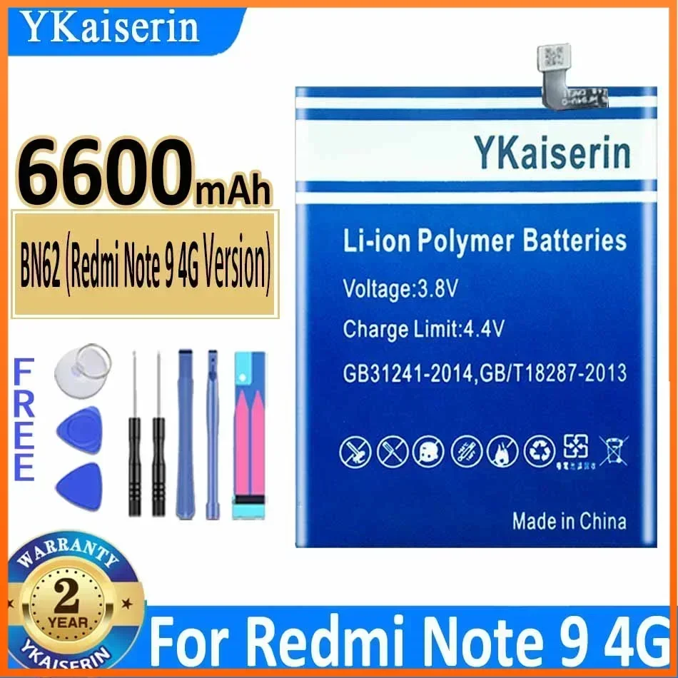 

Аккумулятор YKaiserin BN62 для Xiaomi Redmi Note 9 Note 9 4G/9T/POCO M3 Bateria + номер отслеживания