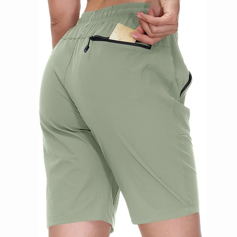 Pantalones cortos de carga para senderismo para mujer, Shorts con cremallera, multibolsillos, secado rápido, impermeables, verano, Camping, Golf,