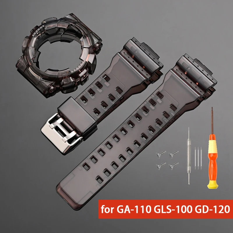 For Casio G-SHOCK GA-100/110/120/140 GD-100/110/120 GAX-100 GLS-100 TPU Resin Watch Strap Case Men Sport Bezel Band Bracelet