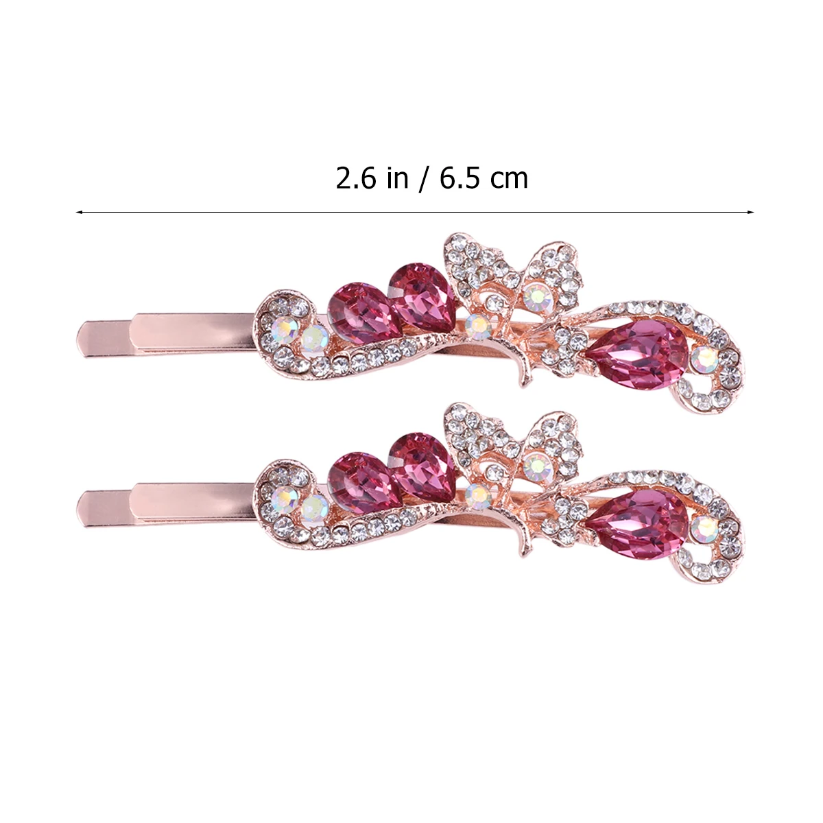 

2pcs Butterfly Crystal Barrettes Pink Hairclip Women Bridal Accessories Hairpins Set Elegant Design Suitable All Hairstyles Hair