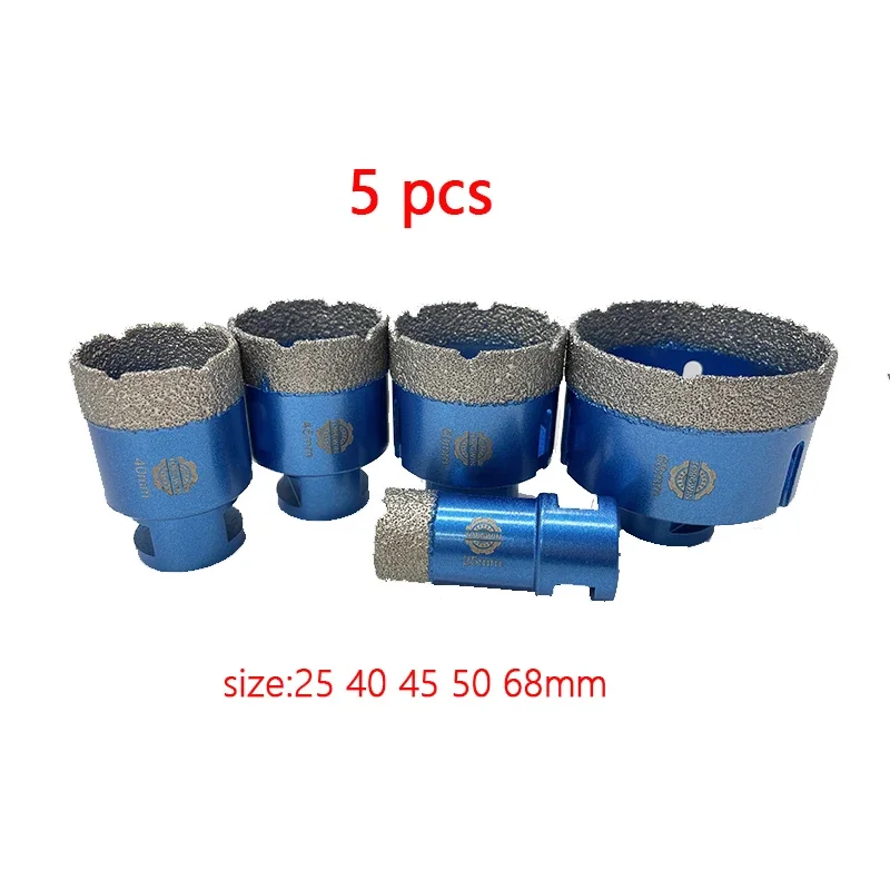 M14 Thread Vacuum Brazed Dry Diamond Drill Bit Set Ceramic Tile Hole Saw Granite Marble Porcelain Brick Stone Drilling 5Pcs